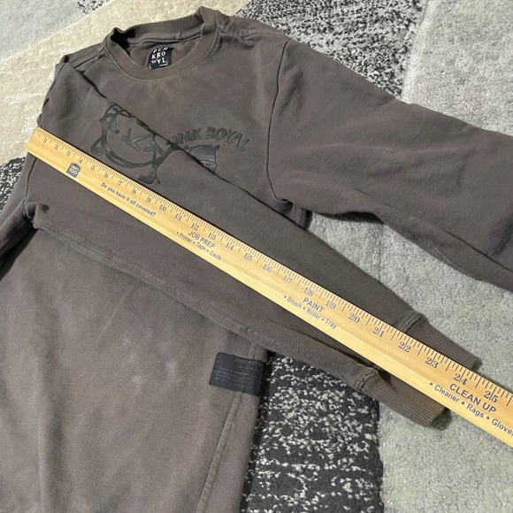 Punk Royal  Destroy Sweatshirt Men Small Brown Skull Helmet Puff Print Logo Goth - Picture 11 of 13